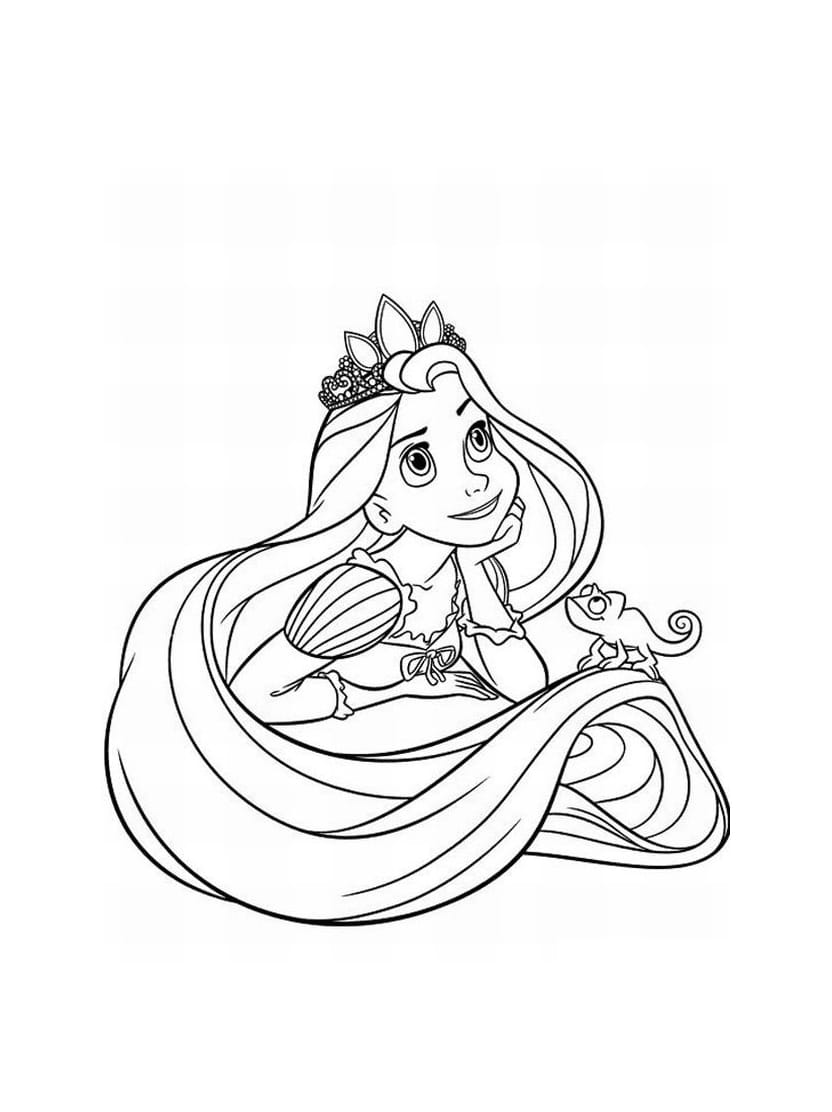 Coloriage Raiponce Joyeuse Gratuit