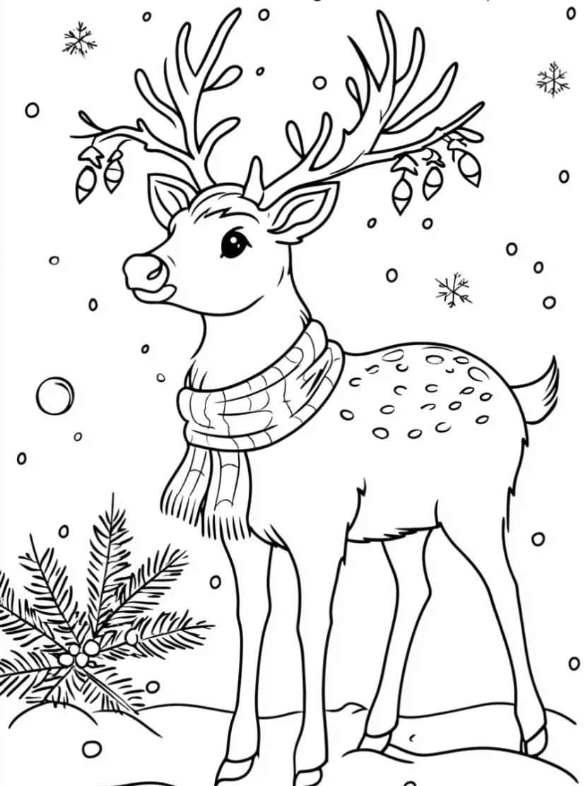 Coloriage Renne De Noel Artistique Et Gratuit