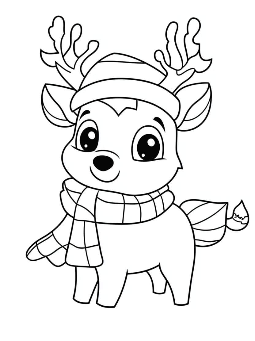 Coloriage Renne De Noel Artistique Pour Enfant