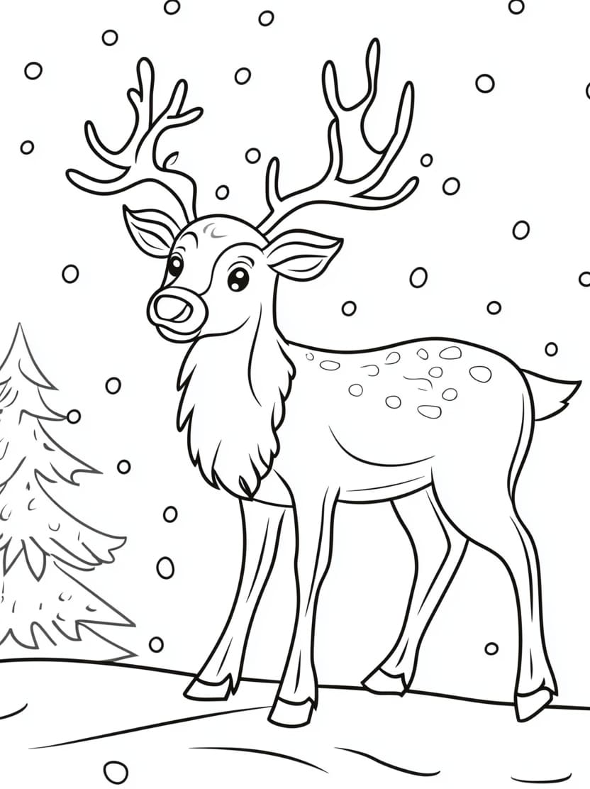 Coloriage Renne De Noel Artistique