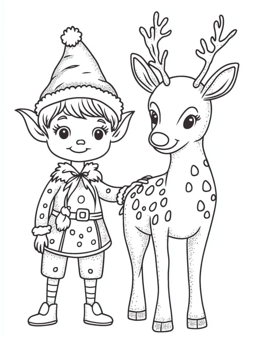 Coloriage Renne De Noel Avec Garcon