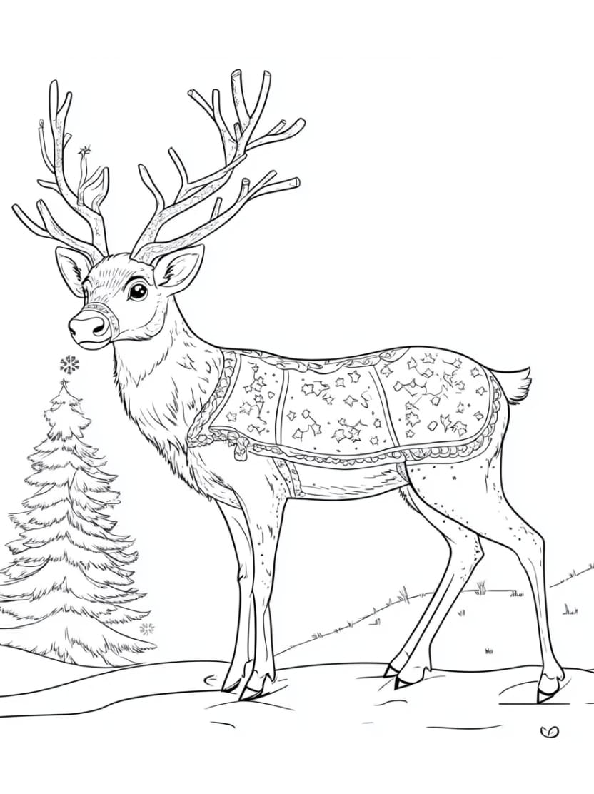 Coloriage Renne De Noel Creatif Sans Limite