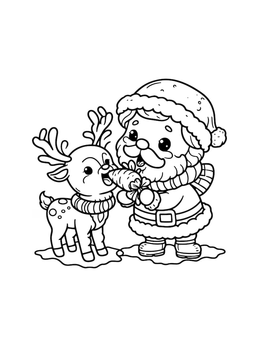 Coloriage Renne De Noel Et Pere Noel