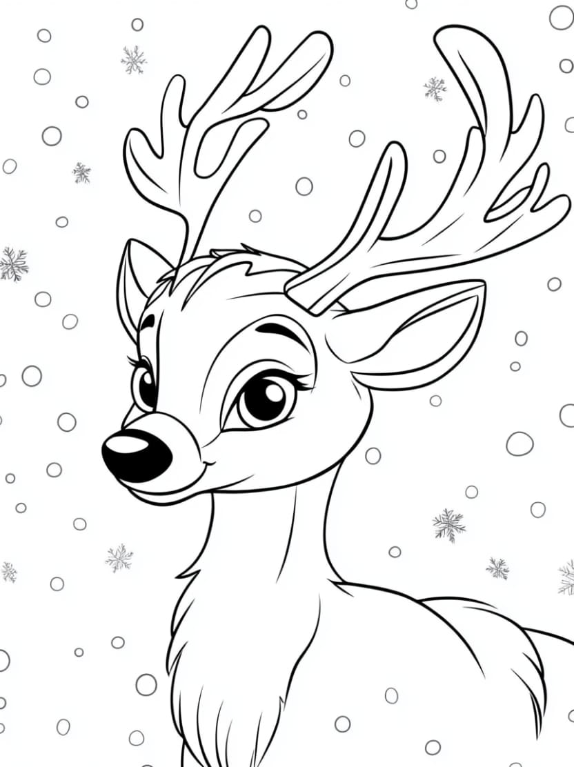 Coloriage Renne De Noel Facile A Colorier Pour Enfant