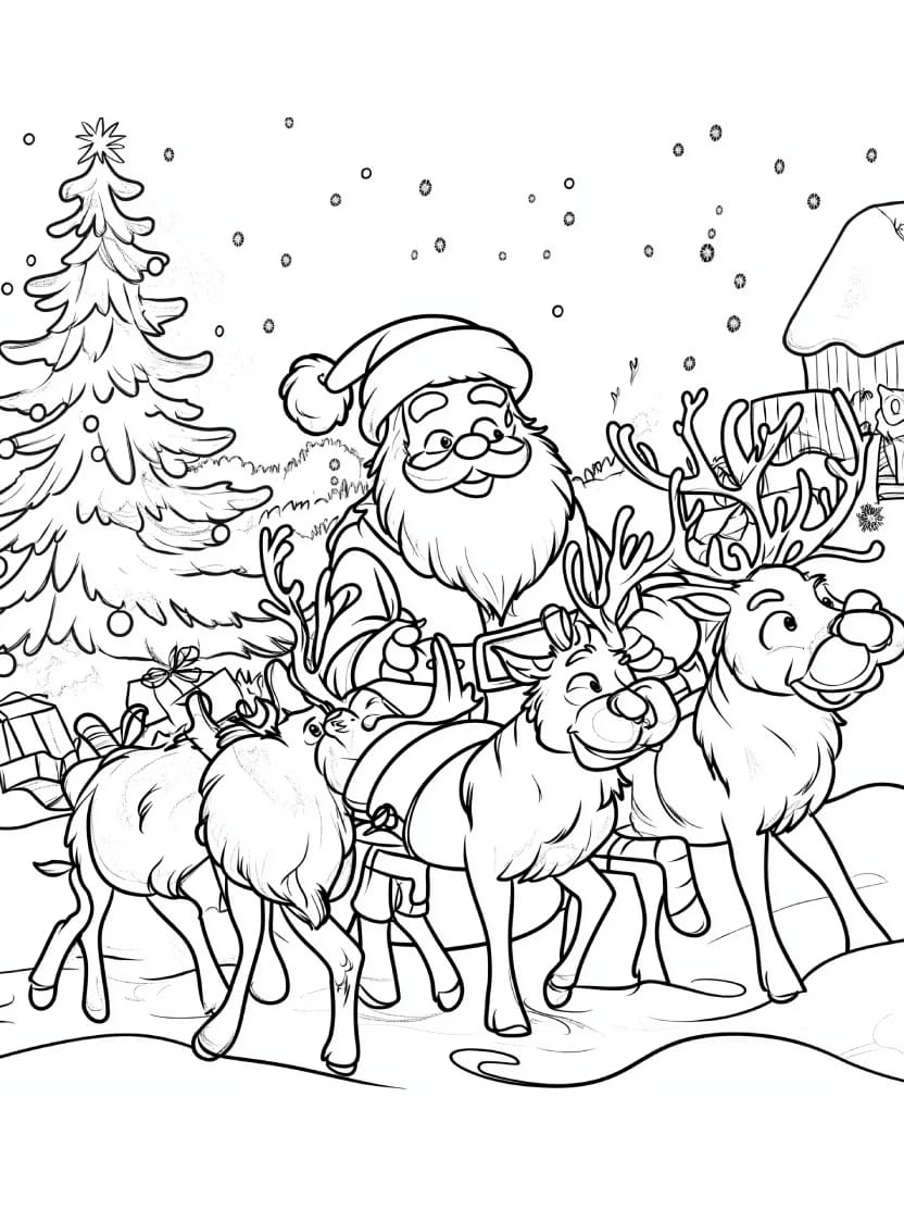 Coloriage Renne De Noel Gratuit