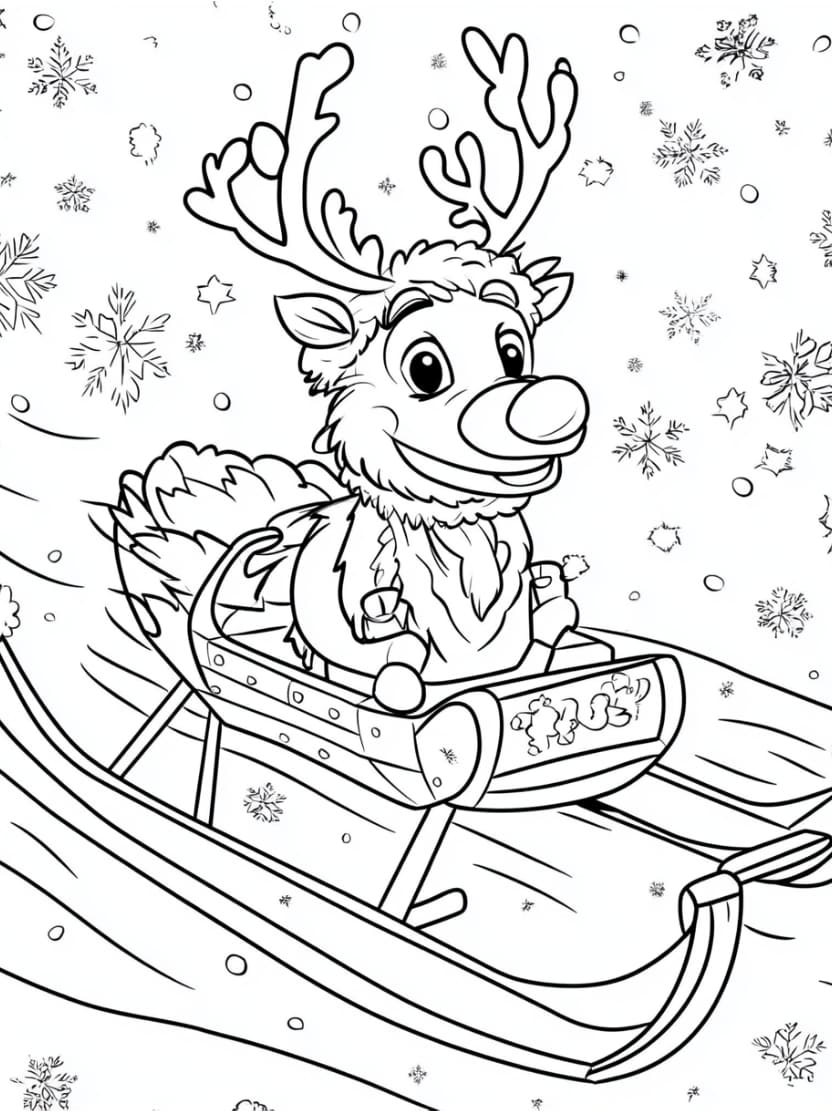 Coloriage Renne De Noel Magnifique Pour Enfant