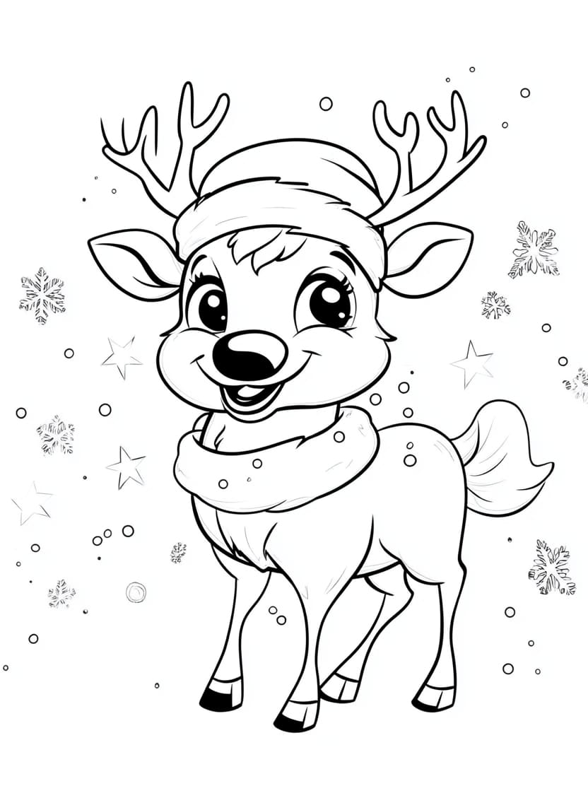 Coloriage Renne De Noel Pour Enfant Gratuit