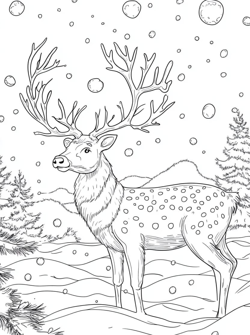 Coloriage Renne De Noel Pour Enfant