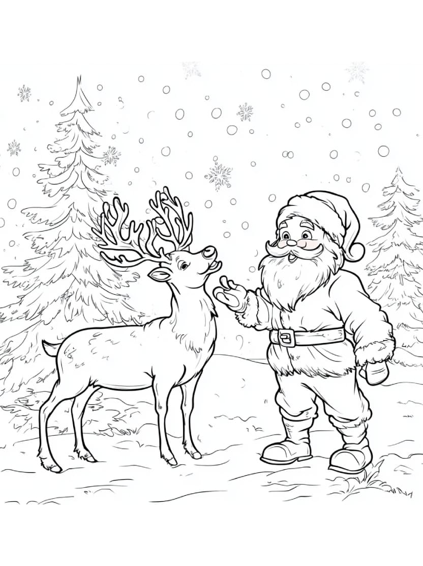 Coloriage Renne De Noel Simple Et Gratuit Pour Enfant