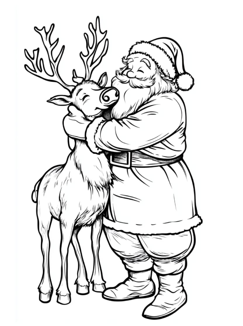 Coloriage Renne De Noel Simple Et Gratuit