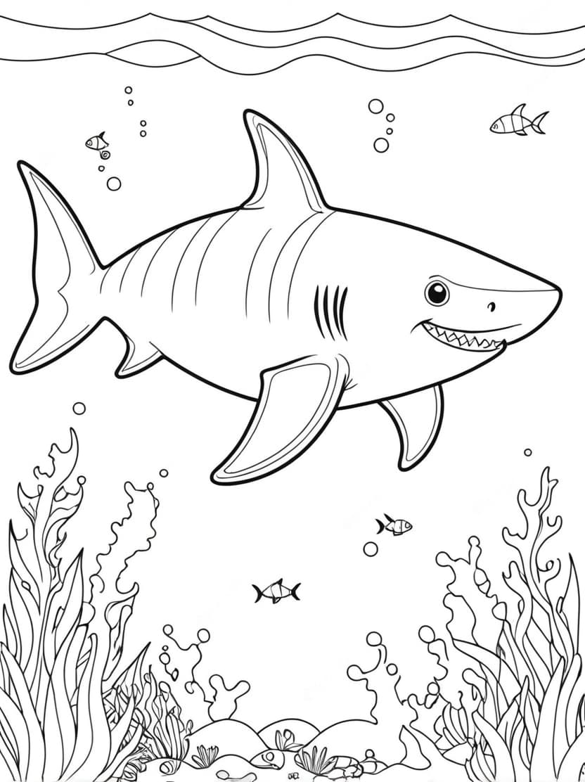 Coloriage Requin Dans La Baie