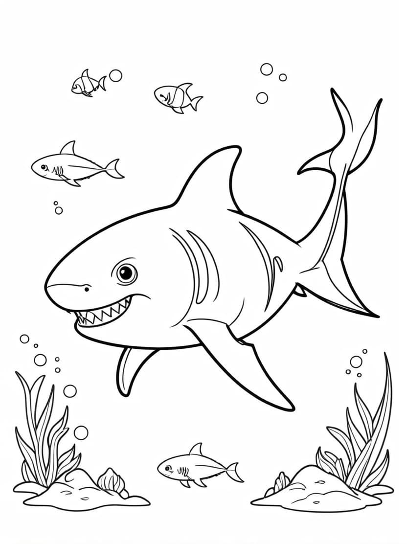 Coloriage Requin Et Algues