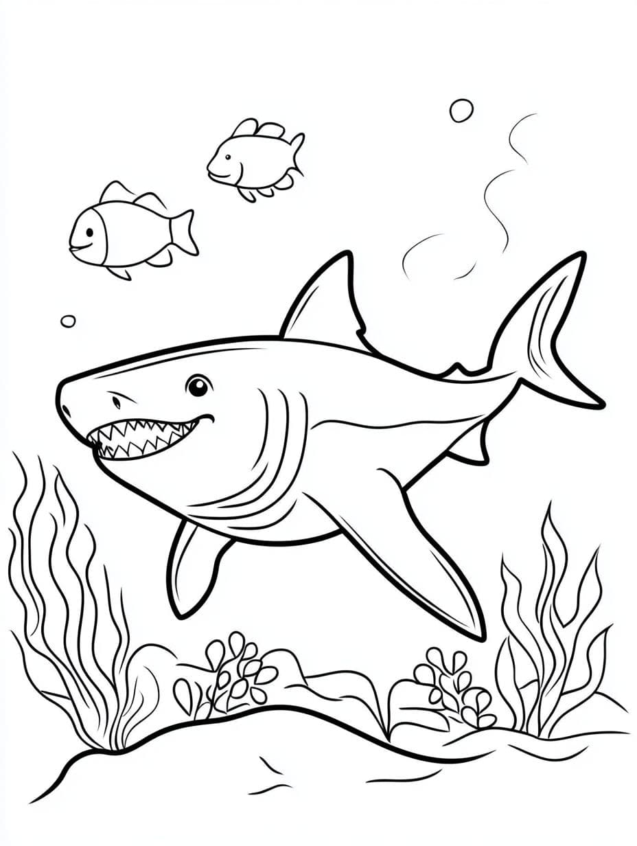 Coloriage Requin Et Un Petit Ami