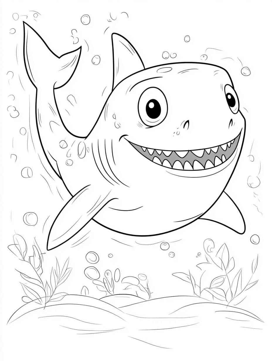 Coloriage Requin Joyeux Simple