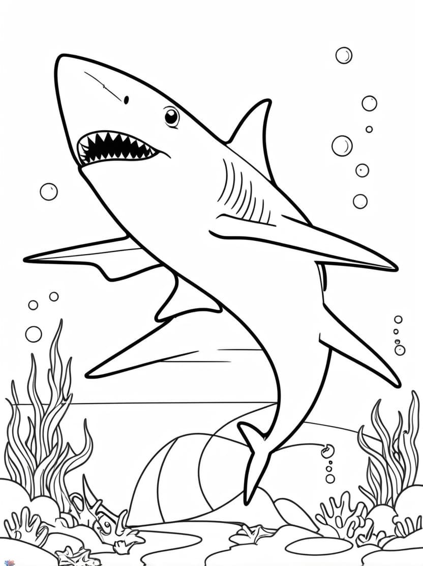 Coloriage Requin Joyeux Sous La Mer