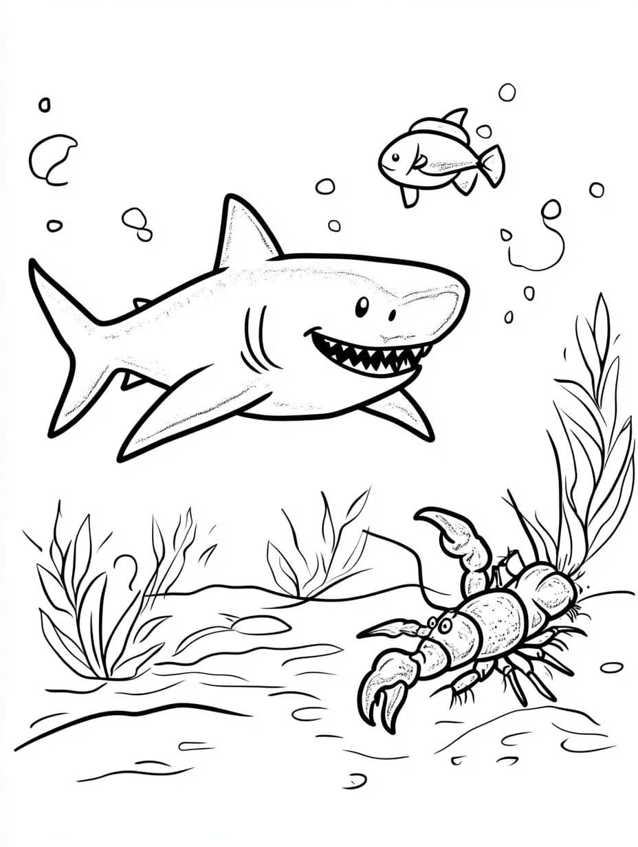 Coloriage Requin Simple Sous La Mer