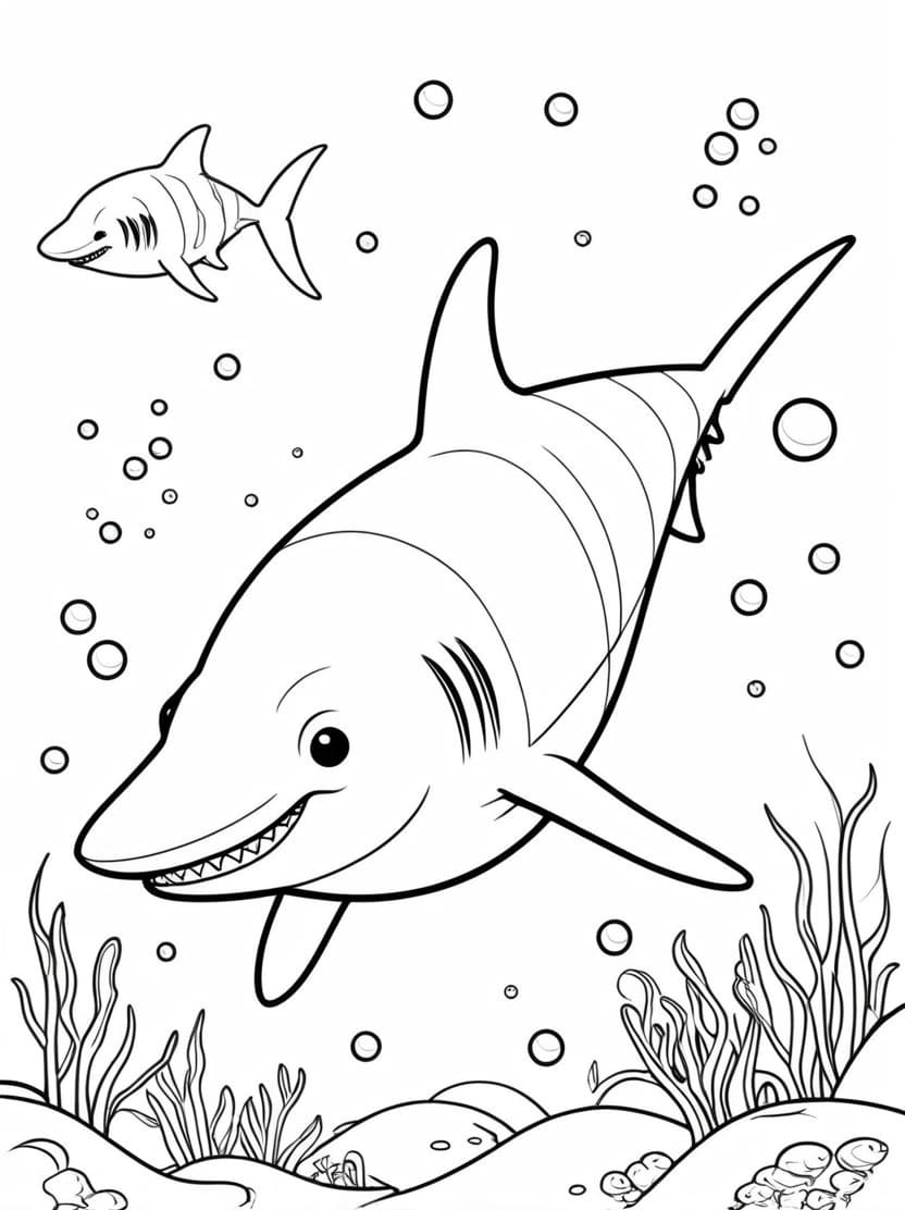 Coloriage Requin Sous L Ocean