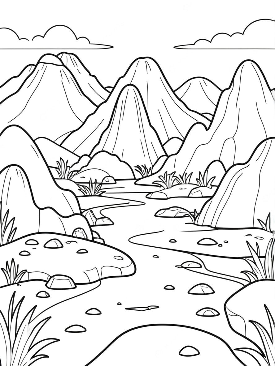 Coloriage Roches Volcan Et Champs De Lave