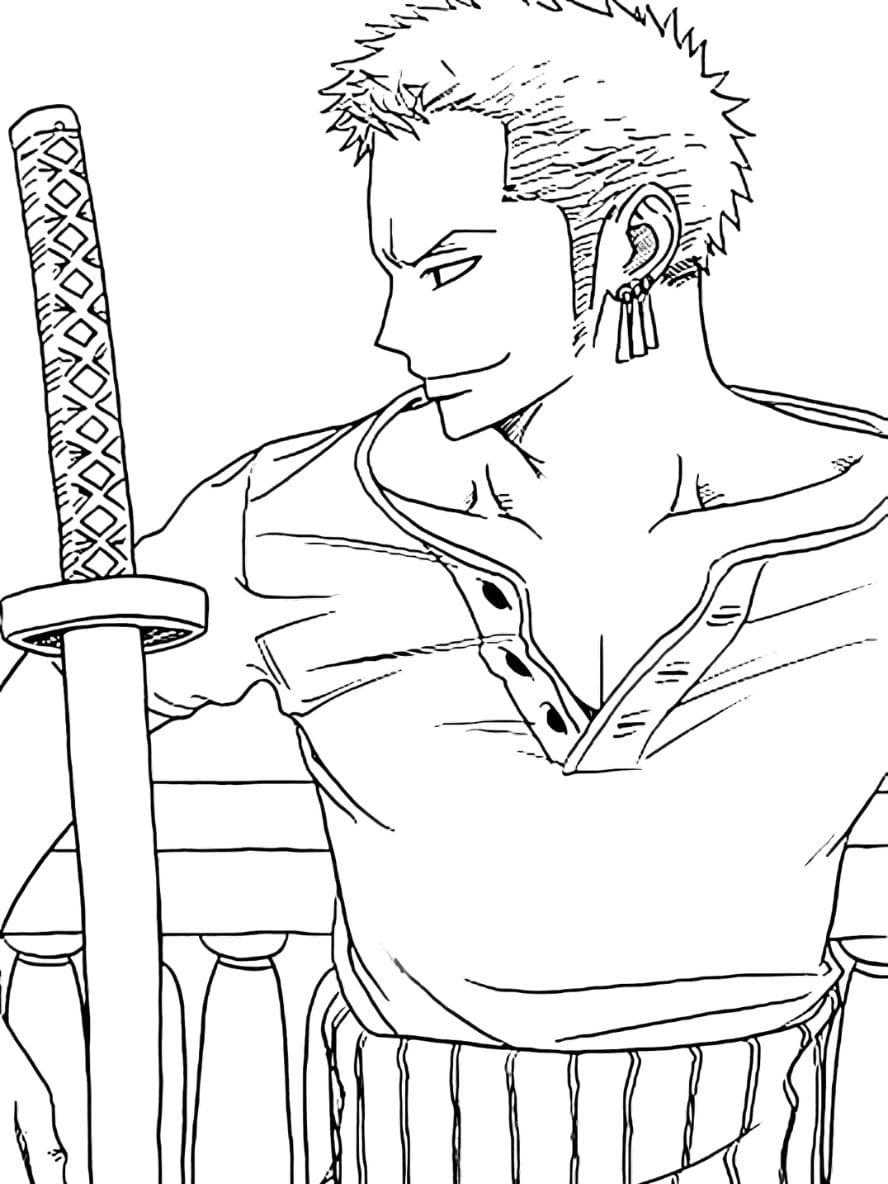 Coloriage Roronoa Zoro With A Sword