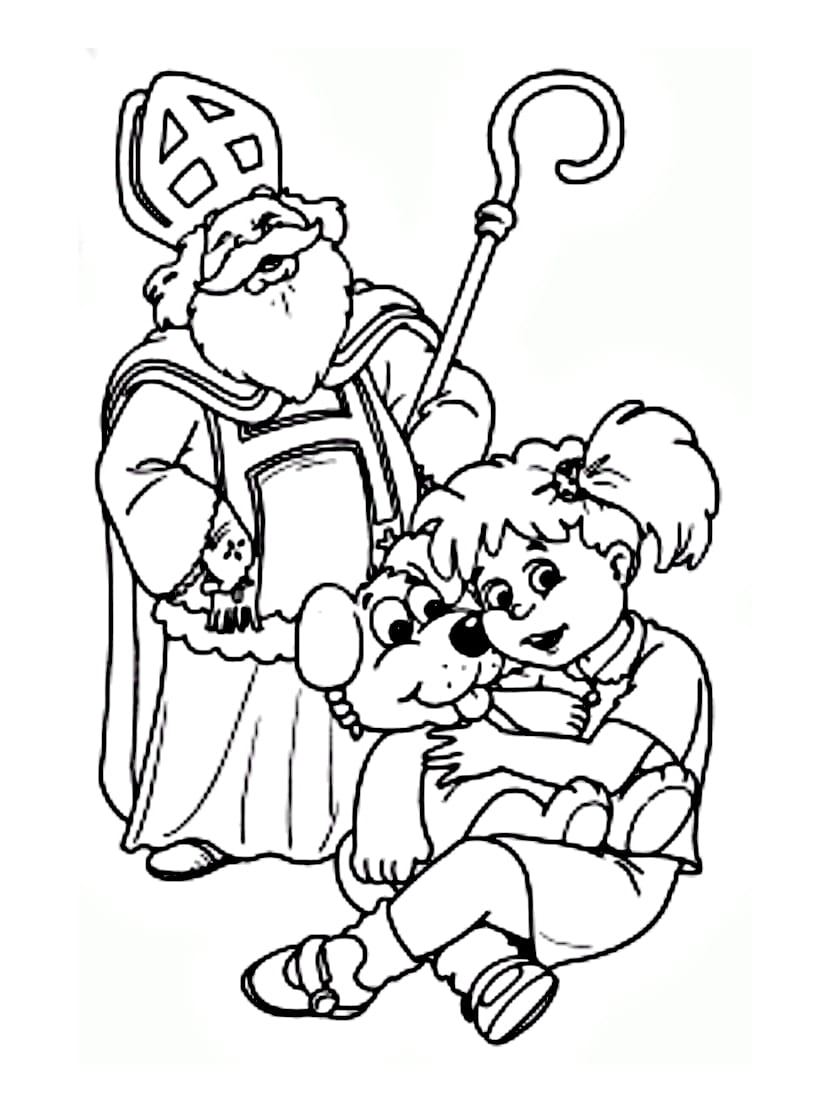 Coloriage Saint Nicolas Et Cadeau Gratuit