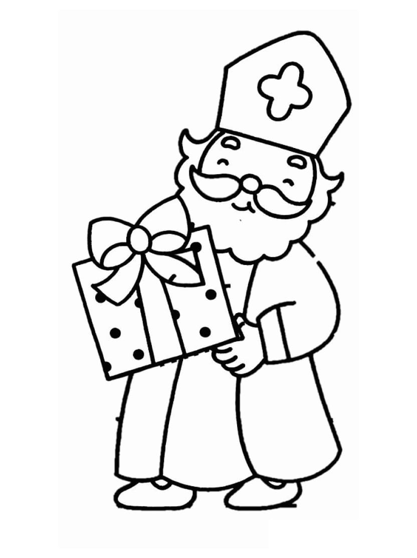 Coloriage Saint Nicolas Et Cadeau