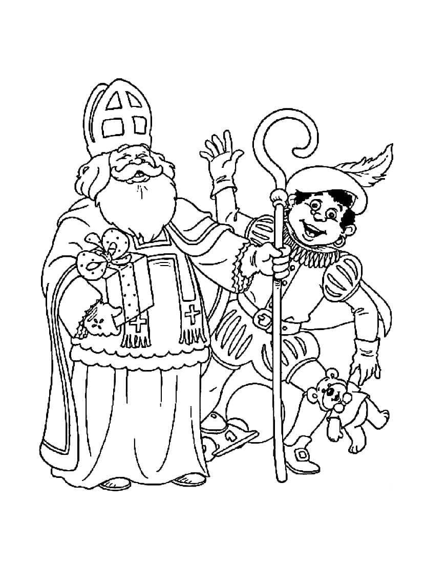 Coloriage Saint Nicolas Simple Enfants