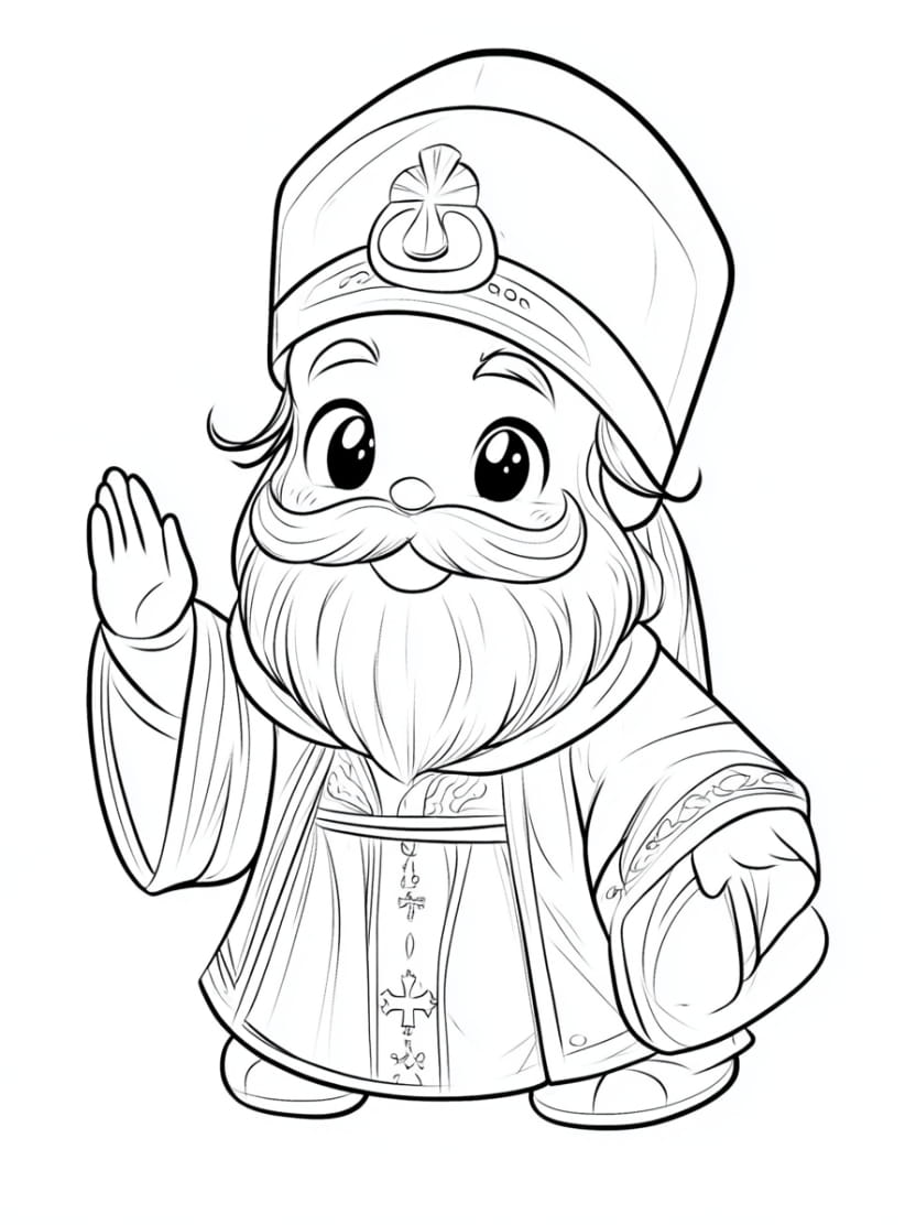 Coloriage Saint Nicolas Simple Gratuit