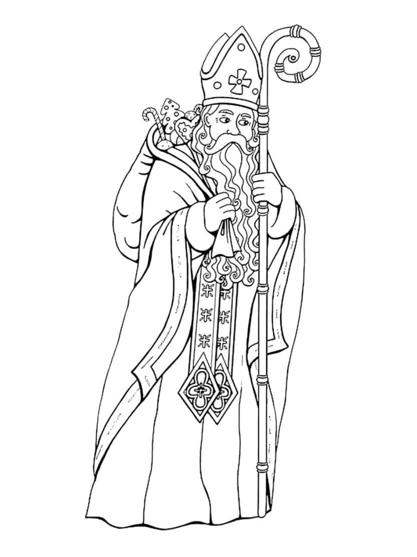 Coloriage Saint Nicolas Simple Pour Enfant