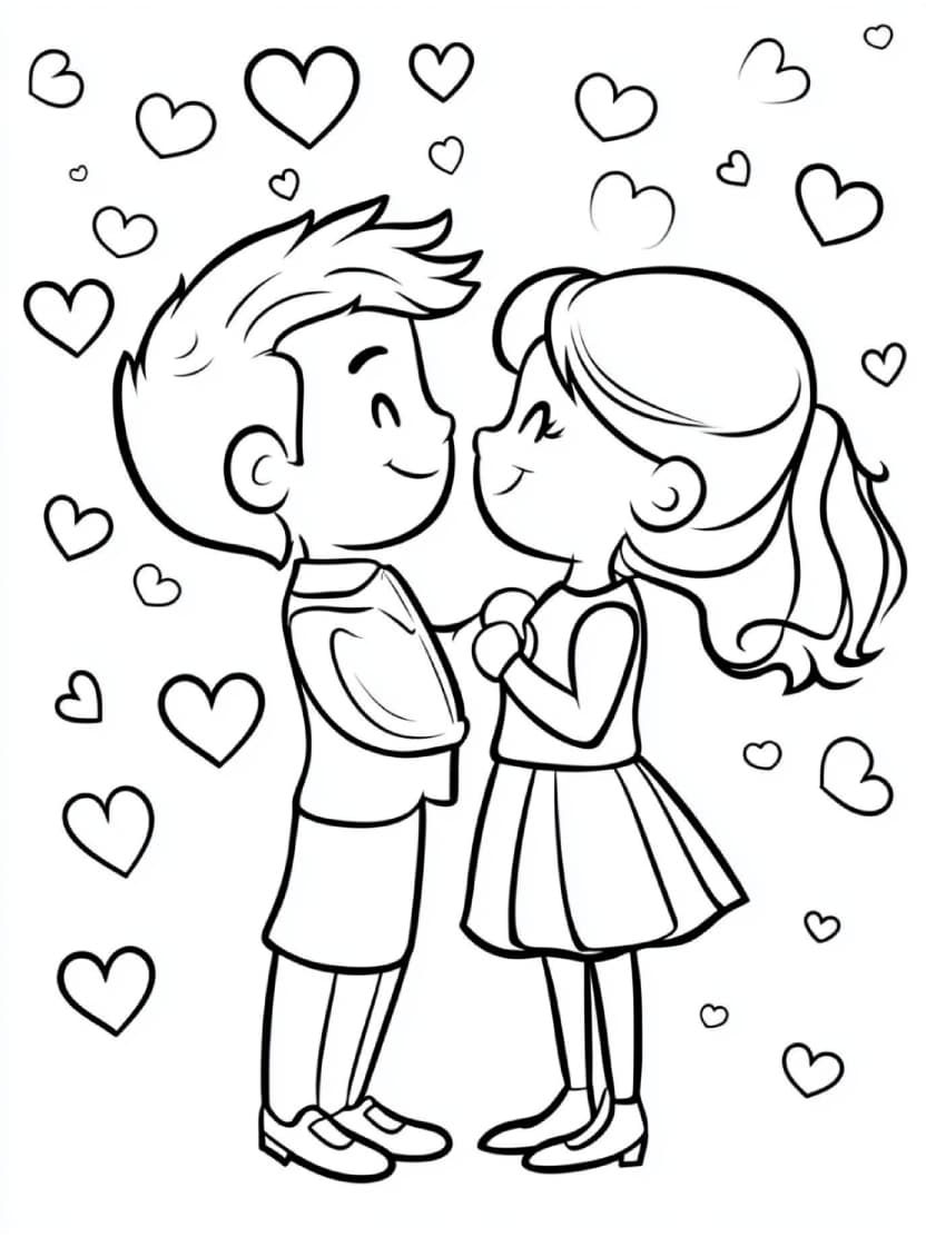 Coloriage Saint Valentin Couple A Imprimer