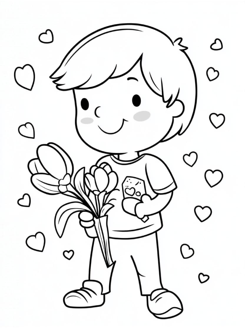 Coloriage Saint Valentin Simple