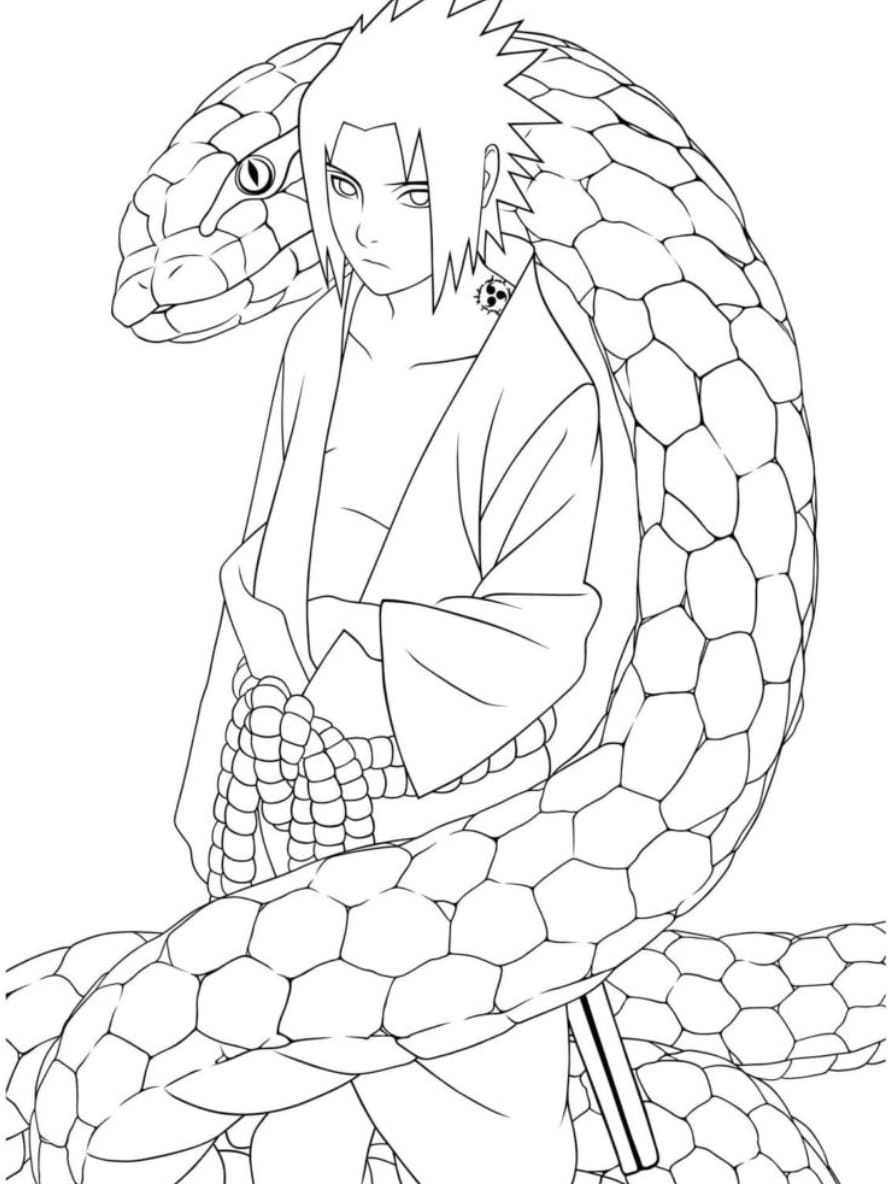 Coloriage Sasuke Et Le Serpent