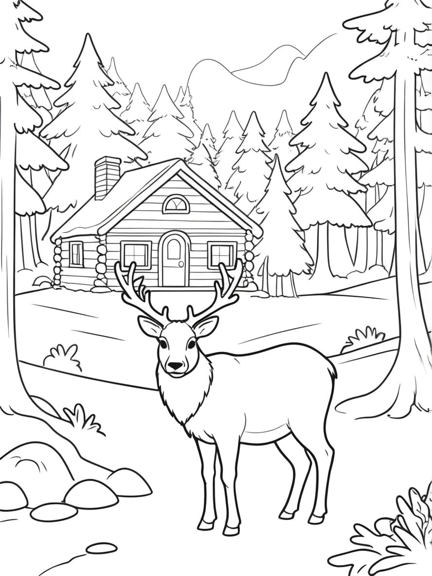 Coloriage Scene D Un Cerf