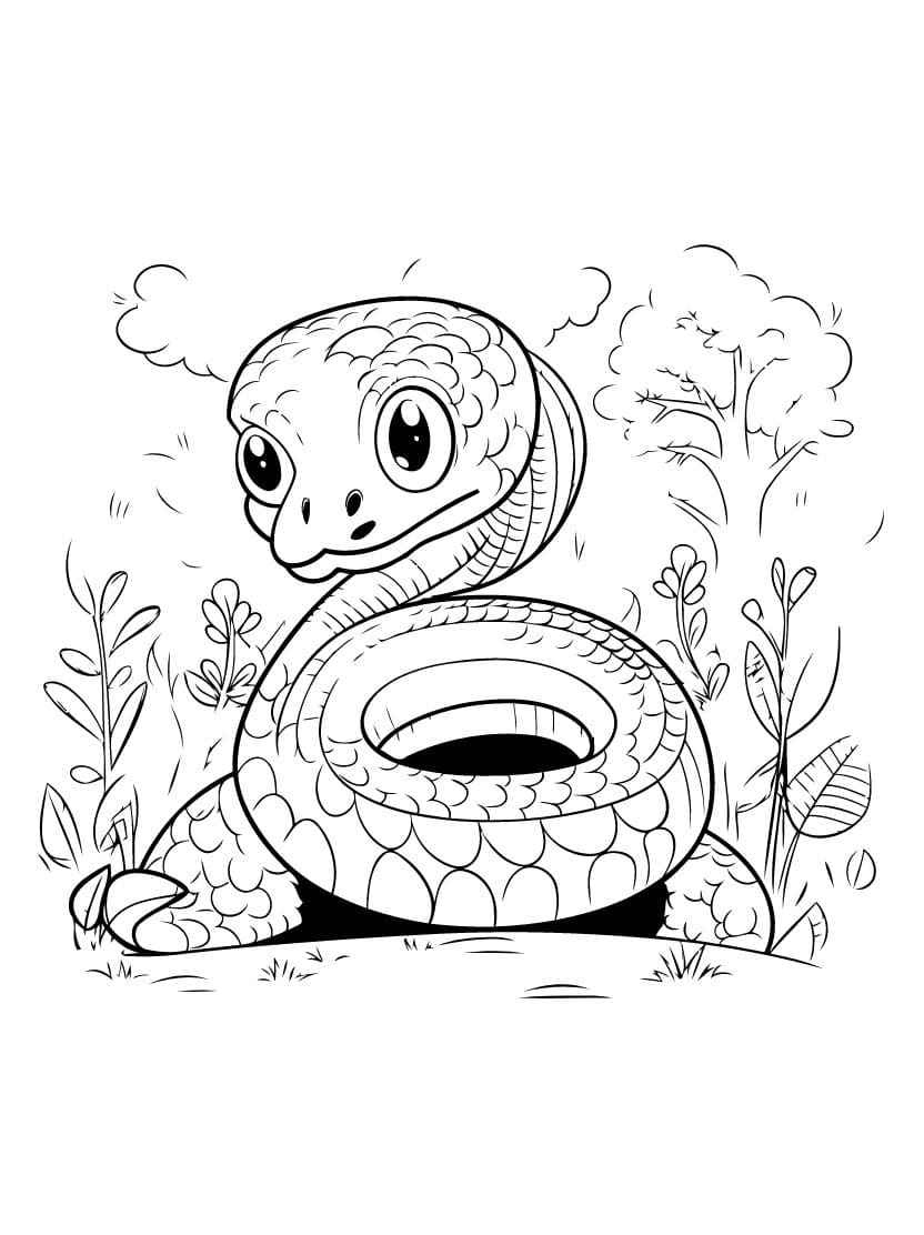 Coloriage Serpent Chibi