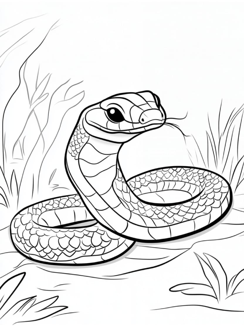 Coloriage Serpent Et Herbe