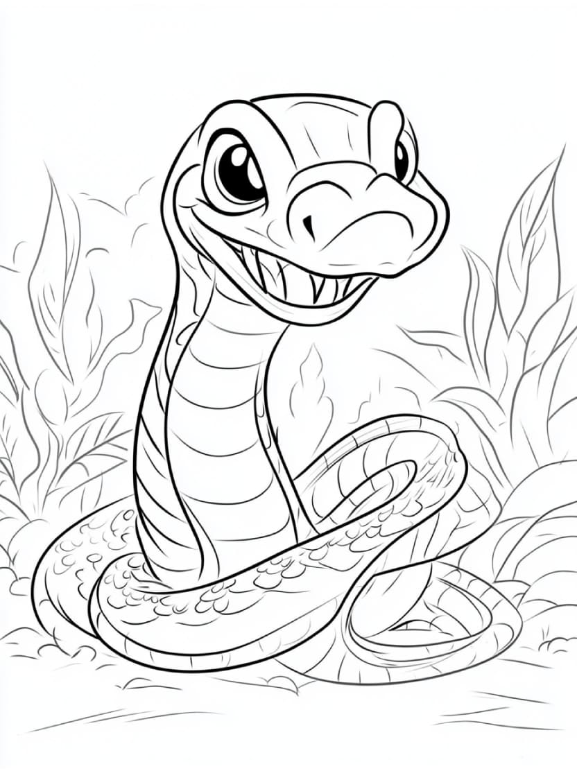 Coloriage Serpent Simple A Imprimer