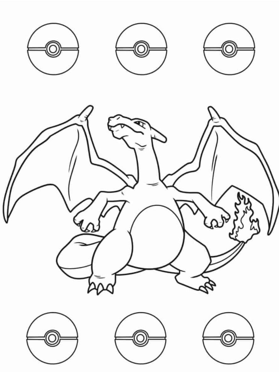 Coloriage Simple Pokemon Dracaufeu A Colorier