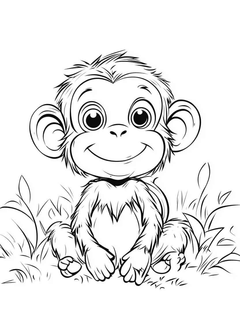 Coloriage Singe Adorable