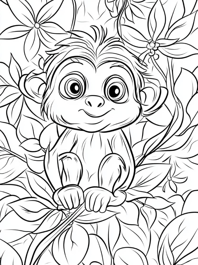 Coloriage Singe Artistique Et Gratuit