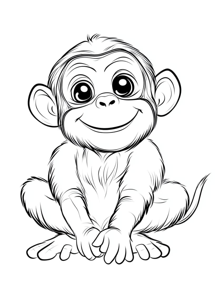 Coloriage Singe Chibi