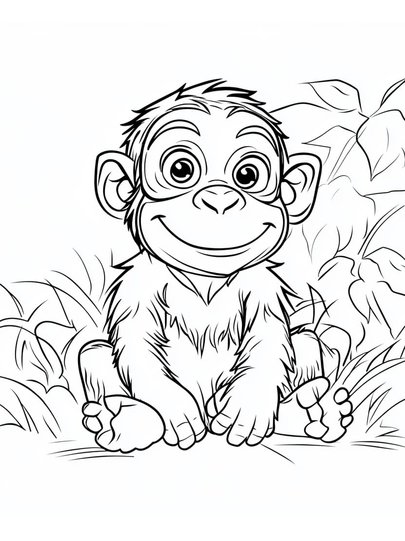 Coloriage Singe Dans La Foret