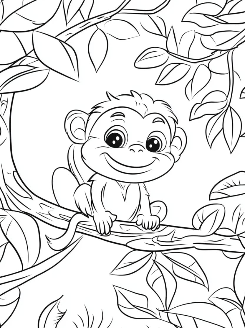 Coloriage Singe Espiegle Et Gratuit