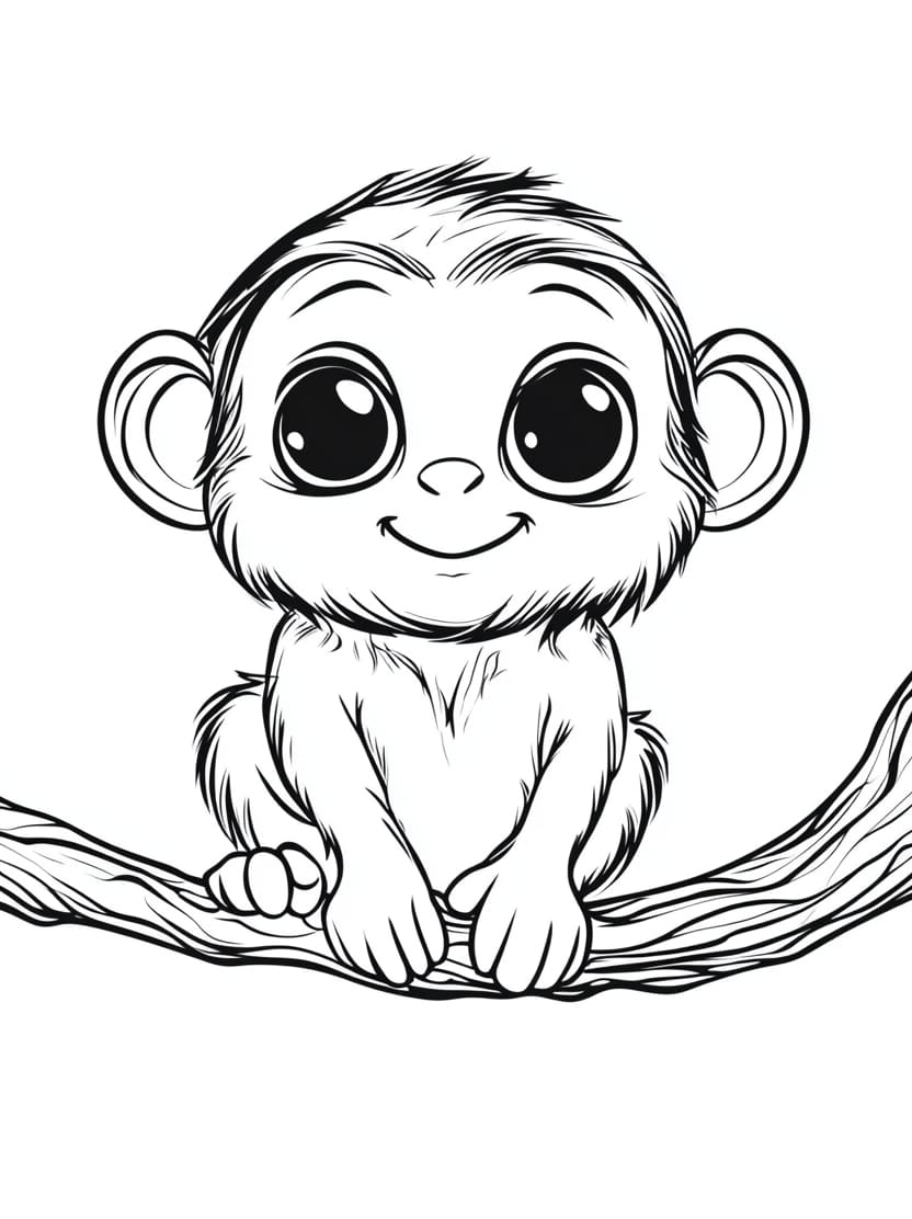 Coloriage Singe Espiegle