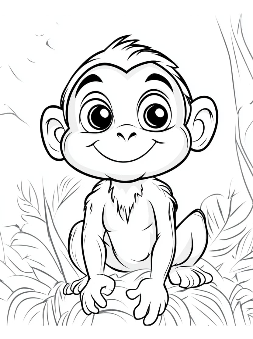 Coloriage Singe Gratuit Et Joyeux