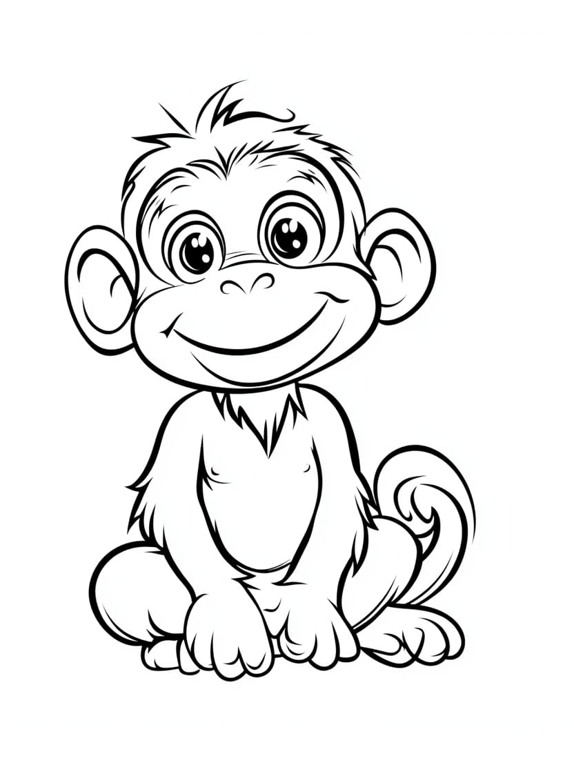 Coloriage Singe Joyeux Gratuit