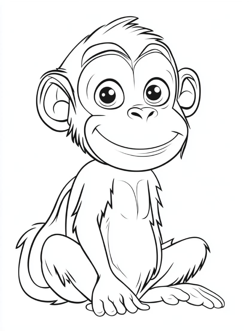 Coloriage Singe Joyeux