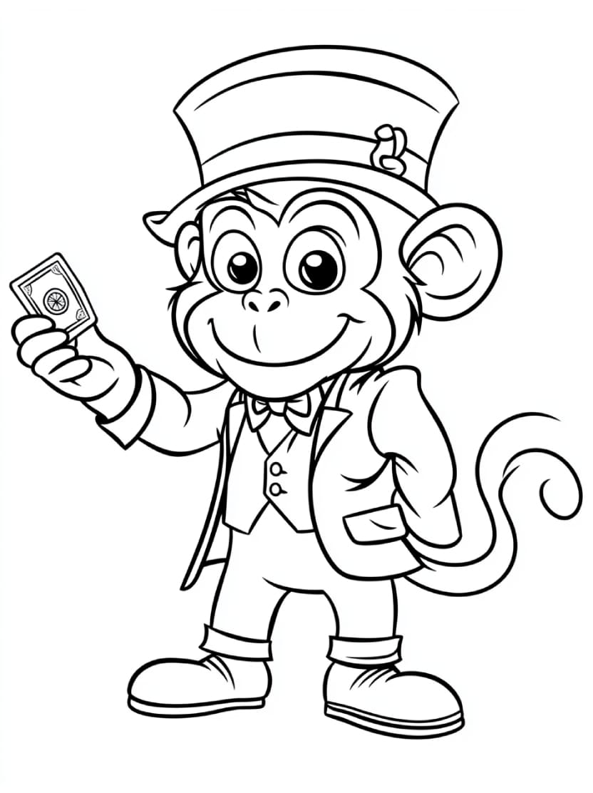 Coloriage Singe Magicien