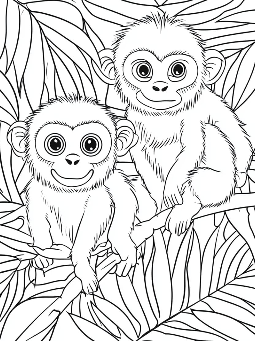 Coloriage Singe Maman Et Bebe