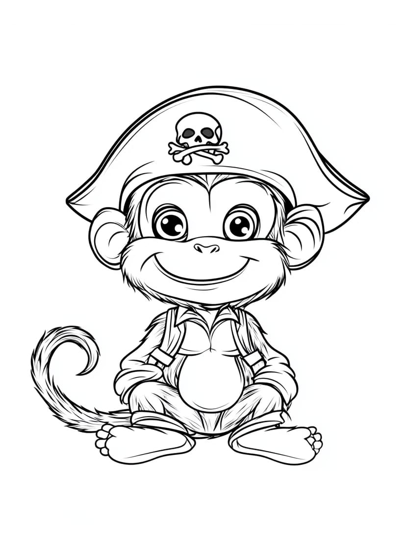 Coloriage Singe Pirate