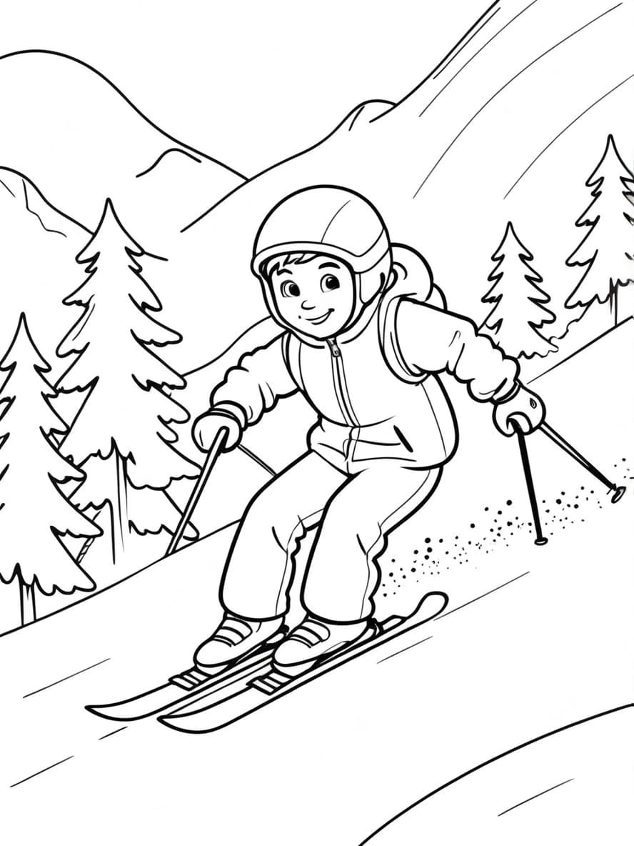 Coloriage Ski Artistique