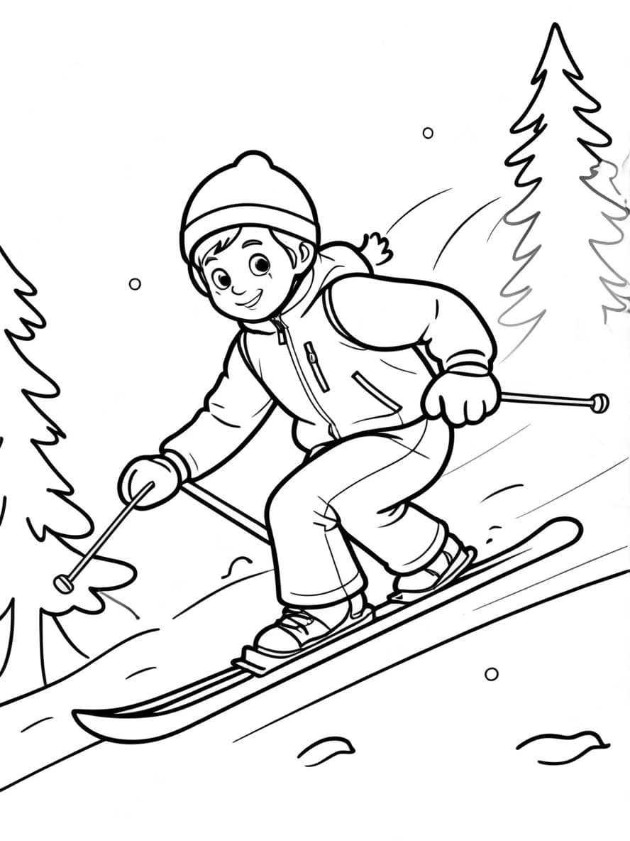 Coloriage Ski Creatif